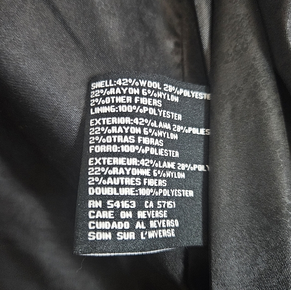 GUESS Wool-Blend Black/White Houndstooth Lined Coat Jacket Women’s Large - Picture 4 of 11